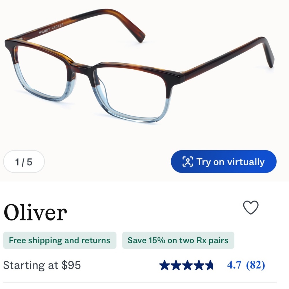 Warby Parker - Oliver Eastern Bluebird Fade Eyeglasses & Case - Picture 9 of 11